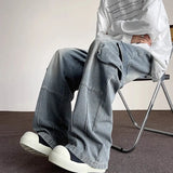 New American Men and Women Trendy Personalized Straight Tube Washed Jeans Couple Spring and Autumn Retro Casual Pants y2k