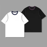 Men Cotton Tshirt Round Neck Contrast Collar Loose Fit Streetwear Summer Tee Shirt Breathable Soft Casual Comfort Mens Clothing
