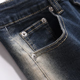 Skinny Jeans Men Y2k Street Contrast Fashion Casual Slim Flared Trousers Autumn Streetwear Vintage Winter Stretch Denim Pants
