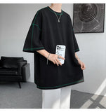 Summer Short Sleeve T-shirt Men Fashion Oversized Black T Shirt Men Streetwear Hip Hop Loose O-Neck White Tshirt Mens Top S-2XL