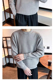 New Korean Retro Men Basic Sweater Luxury Knitted Solid Color O Neck Long Sleeve Pullover Casual Slim Premium Quality Knitwear
