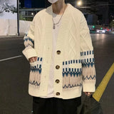 Colorful Cardigan Men Fashion British Style Traditional All-match Comfortable Baggy Twisted Knitwear Chic Advanced Long Sleeve