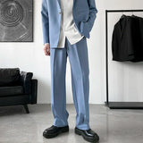 Pants Men Trousers Casual Autumn New Arrival Front-slit Fashion Straight High Street Office Clothes Simple Business Harajuku