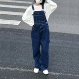American Retro Large Size Denim Overalls Men's Loose Trend Korean Style Fashion 2025 New High-end Straight Suspender Jumpsuit