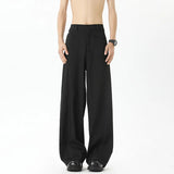 Grey Suit Pants Men Fashion Society Mens Black Dress Pants Korean Loose Straight Pants Mens Office Formal Trousers Plus Size