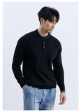New Fashion Men Henry Sweater Light Luxury Knitted Solid Color Long Sleeve Pullover Premium Quality Skin-friendly Knitwear M-3XL