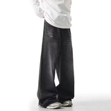 Fashion Men New Baggy Jeans Male Casual High Waist Straight Wide Leg Denim Trousers High Street Solid Color Comfortable Pants