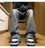 Autumn jeans men New Fashion Side Zipper Casual Jean Pants Men High Street Loose Straight Pant Mens Vintage All-match Trousers