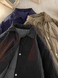 Thickened Winter Parkas Japanese Large Size Retro Workwear English Letters Padded Coat Loose Lapel Warm Button Up Coat