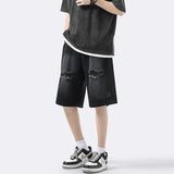 Men Ripped Jeans Shorts Y2K Streetwear Retro Trendy Straight Leg Mid Waist Denim Short Summer Designer Popular Original Pants