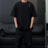 New Men's High Street Short Sleeve Y2K T-Shirt Summer Cotton Solid Color O-Neck Tshirts Hip Hop Fashion Loose Tee Tops