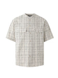 Korean Elegant Short-sleeved Shirt Men's Summer Loose Casual Shirt Korean Commuter Striped Round Neck Cardigan Chic