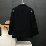 Japanese Niche Design Suit Jacket Loose High-end Metal Buckle Trendy Shoulder Pad Long Sleeved Zipper Decoration Suit