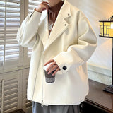 Winter Thickened Short Woolen Coat Men Warm Casual Zipper Woolen Jacket Men Korean Loose Thick Woolen Coat Mens Jackets Coat