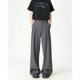 Grey Black Suit Pants Men Fashion Society Mens Dress Pants Korean Loose Casual Straight Pants Mens Office Formal Trousers M-3XL