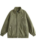 New Vintage Lapel Suede Bomber Jackets For Men Spring Casual Loose Zipper Cargo Jacket Hip Hop Fashion Y2K Cardigan Coats