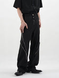 Cyber Y2K Fashion Zipper Split Black Baggy Jeans Pants For Men Clothing Straight Wide Leg Korean Casual Lady Long Trousers