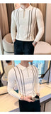 Men's Jersey Luxury Polo Neck Zipper Knit Sweater Casual Fashion Solid Color Long Sleeve Pullover Premium Quality Knitwear M-3XL