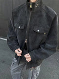 Street Zipper Jacket High-end Handsome Stand-up Collar Coat American 2025 Retro Handsome Work Jacket Loose Top Urban