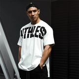 Summer Short Sleeve T-Shirt Men's Loose Gym Running Oversized Bodybuilding Sports T-Shirt Fitness hip hop clothing man