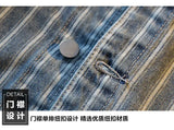 American Striped Spliced Denim Jacket Men 2025 Autumn Trendy Handsome Men Women Casual Loose Work Shirt Jacket Aesthetic Chic