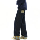 American Style Vintage Embroidery Straight Jeans Men's Baggy Fashion High Street Denim Pants Streetwear Male Mopping Trousers