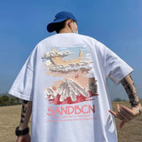 100% Cotton Heavyweight American Fashion Graphic Print Loose Short-sleeved T-shirt Oversized T Shirt for Men Women S-5XL