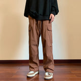 Harajuku Men Parachute Cargo Pants Wide Leg Draped Straight Baggy Oversize Trousers Hip Hop Military Casual Bottoms Black Khaki