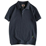 Simple Cartoon Embroidery Polo Shirt Large Size American Retro Casual Lapel Half Button Shirt Summer Youth Short-sleeved Top