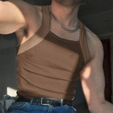 Men Tank Tops Mesh Hollow Out Solid V Neck Sleeveless Streetwear Male Vests Transparent Summer Fashion Men Clothing