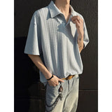 Summer Short Sleeved T-shirt Men Fashion White Casual T Shirt Men Streetwear Korean Loose Lapel T Shirt Mens Polo Shirt