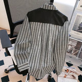 Japanese Spring/Autumn Retro Stripe Fake Two Piece Splicing workwear Shirt for Men and Women Loose Couple Retro Casual Top y2k