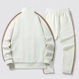 2025 Fall Casual Sports Set men 2 Piece Lapel Jacket Straight Leg Elastic Waist Pants Outdoor Activewear Hoodie Sweatpants