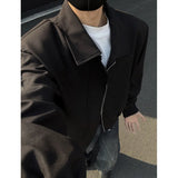 Autumn Short Jacket Men Fashion Casual Shoulder Padded Jackets Men Streetwear Korean Loose Bomber Jacket Mens Clothes M-3XL