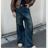 American Street Spring and Autumn Men and Women Trendy Personality Straight Tube Washed Jeans Couple Loose Retro Casual Pants