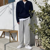 Autumn Winter Stand-up Collar Half-zip Sweater Men's Handsome Loose Casual High Street Sweaters Men Pullovers Male Clothes