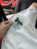 Lazy Gray Floral Embroidered Shorts Men Women Korean Style Summer Trend Oversize Teen Sports Five-point Pants Aesthetic Chic