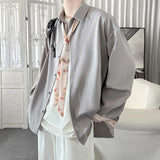Korean Fashion Stylish Long Sleeve Blouses Men Streetwear All-match Handsome Teens Shirt 2023 Autumn New Retro Oversize Shirts