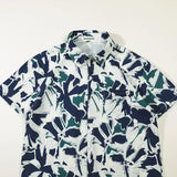 Summer thin printed shirt, beach flower shirt, American retro floral shirt, short-sleeved shirt men's