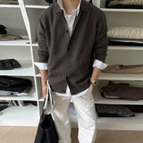 Japanese Retro Men's Cardigan Coats Light Luxury Knitted Lapel Long Sleeve Sweater Jacket Leisure Premium Quality Knitwear M-3XL