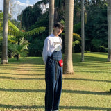 American Retro Large Size Denim Overalls Men's Loose Trend Korean Style Fashion 2025 New High-end Straight Suspender Jumpsuit