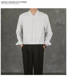 New Naples Business Men Shirts Light Luxury Textured Lapel Striped Long Sleeve Cardigan Leisure Premium Commuter Blouse S-4XL