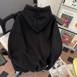 American autumn and winter men and women trendy personalized hooded sweater for couples loose retro knitted casual Harajuku top