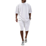 Men's Tracksuit Casual Cotton Short-sleeved T-Shirt Shorts 2-piece Suit Summer Sportswear Loose Men's Clothing Suit