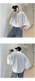 Summer Short Sleeved Shirt Men Oversized Fashion Black White Shirt Men Streetwear Korean Loose Pullover Shirt Mens Casual Shirts