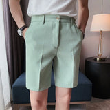 Men's Summer Slim-fit Suit Shorts Light Luxury Stylish Popular Clothes Leisure Streetwear Korean Style Waffle Plaid Half-pants