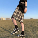 Shorts Men Plaid Casual Breathable Handsome High Street Fashion Korean Style Sporty Drawstring Summer Charming Al-match College