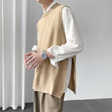 Korean Sweater Vest Men Slim Fit Fashion Solid Color Casual O-neck Knitted Pullover Men Knitting Sweaters Mens Jumper Clothes