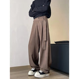 Brown Belt Suit Pants Men Society Mens Black Dress Pants Korean Casual Straight Pants Mens Office Formal Trousers Large Size