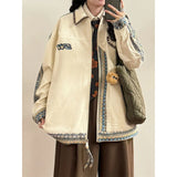 American Retro Lapel Jacket Ethnic Style Embroidered Casual Lapel Jacket Jacket Women Korean 2025 New Fashionable High-end Top